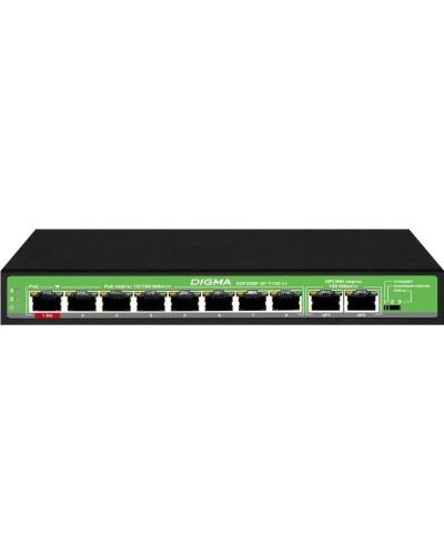 DSP208F-2F-T120 DSP208F-2F-T120 V1 (L2) 10х100Мбит/с 8PoE 8PoE+ 120W. Коммутатор с питанием по PoE. Digma в Армавире
