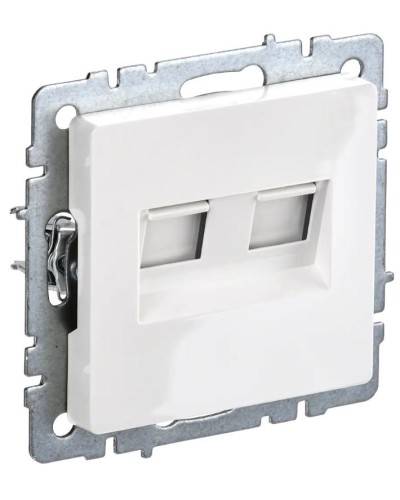 Розетка RJ11+RJ45 РК/Т12-БрБ белая BRITE (BR-KT20-O-1-K01). Розетка двойная. IEK в Армавире