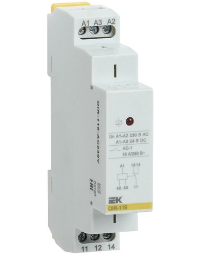 Реле промежуточное модульное OIR 1 контакт 16А 230В AC (OIR-116-AC230V). Реле промежуточное модульное. IEK в Армавире