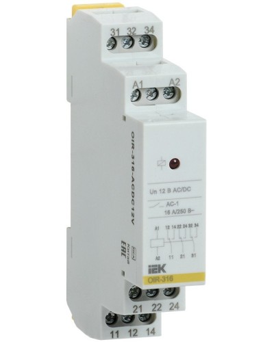 Реле промежуточное модульное OIR 3 контакта 16А 230В AC (OIR-316-AC230V). Реле промежуточное модульное. IEK в Армавире
