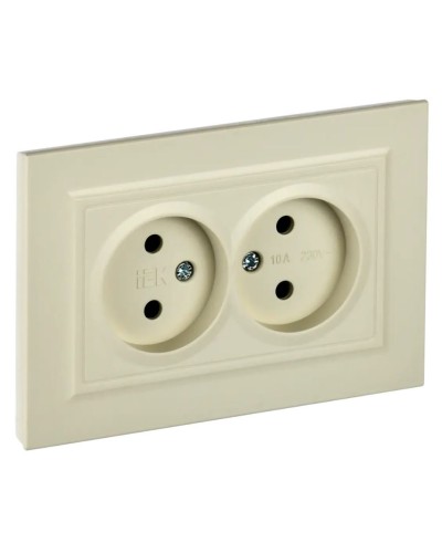 Розетка 2-местная без з/к РС12-2-БрКр бежевый BRITE (BR-R20-10-K10-F). Розетка без заземления без защитных шторок в сборе. IEK в Армавире