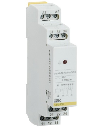 Реле промежуточное модульное OIR 3 контакта 8А 230В AC (OIR-308-AC230V). Реле промежуточное модульное. IEK в Армавире