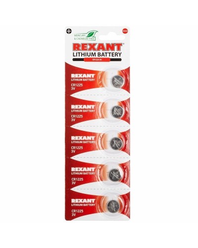 Литиевые батарейки CR1225 3 V 48 mAh (30-1103). Элемент питания. Rexant в Армавире
