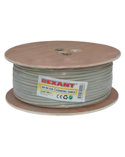 RG-8X, 50 Ом, CCS/Al/A, 75% (01-2021). Кабель коаксиальный радиочастотный. Rexant в Армавире
