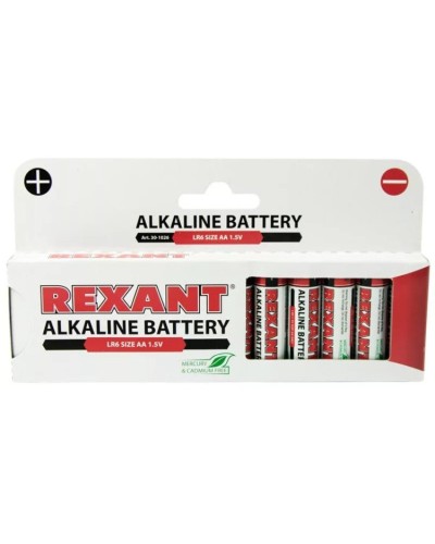 Алкалиновая батарейка AA/LR6 1,5 V 12 шт. REXANT (30-1026). Элемент питания. Rexant в Армавире