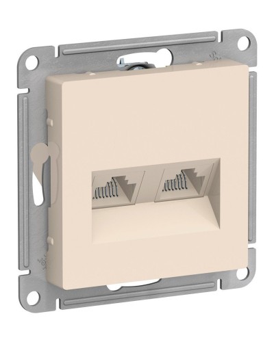 AtlasDesign розетка RJ45+RJ45, 2-местная, скрытой установки, механизм, бежевый (ATN000285). Розетка компьютерная. Systeme Electric в Армавире