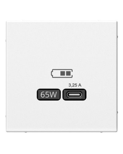 ArtGallery розетка USB тип-С 65Вт высокоскоростной заряд. QC, PD, скрытой установки, механизм, белый (GAL000127). Розетка USB. Systeme Electric в Армавире