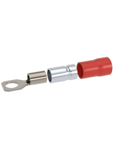Наконечник НКИ 0,25-1,5 М4 (D4,3мм) с отверстием под винт (100 шт) (2A4P-DS-PVC). Наконечник с отверстием под винт и изолированным фланцем ПВХ, двойная гильза. ДКС в Армавире