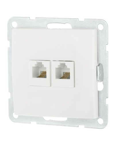Розетка телефонная двойная 2xRJ-12 с накладкой, белый LK60 (865604-1). Розетка телефонная. Экопласт в Армавире